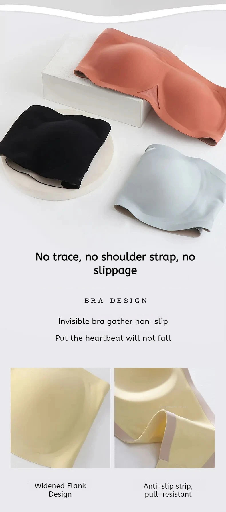 Non-slip Strapless Underwear Bra Seamless Sport Bras Women Soft Thin Push Up Underwear Lingerie Sleep Top Invisible Lingerie