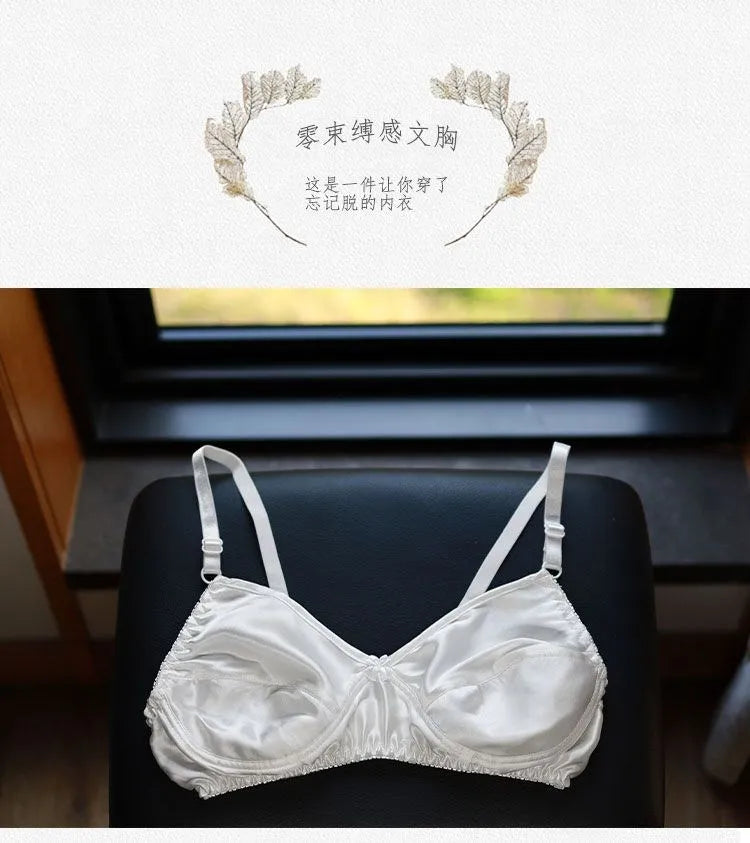 Nipple Coverage Thin Underwear Breathable Healthy 100% Mulberry Silk Double-Sided Silk Bra Wireless Sleep Bra