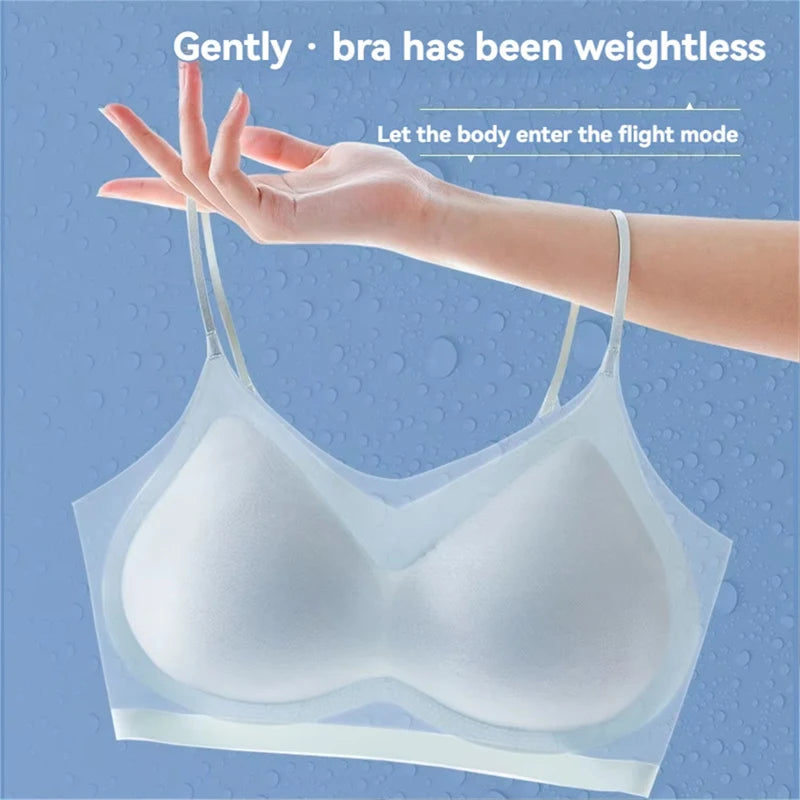 3PCS Ultra-Thin Breathable Ice Silk Bras Women's Seamless Back Halter Vest Wrap Bras Chest Gather Together Light Breathable Tops