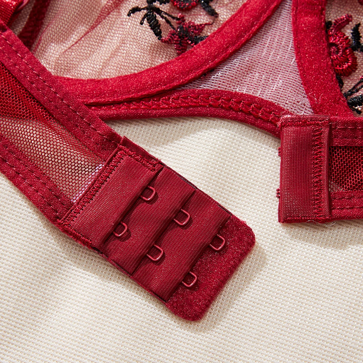 Erotic Lingerie Female Bra And Brief Women Floral Embroidory Underwear Set Sexy Lace Transparent Sensual Push Up Lingerie Sets