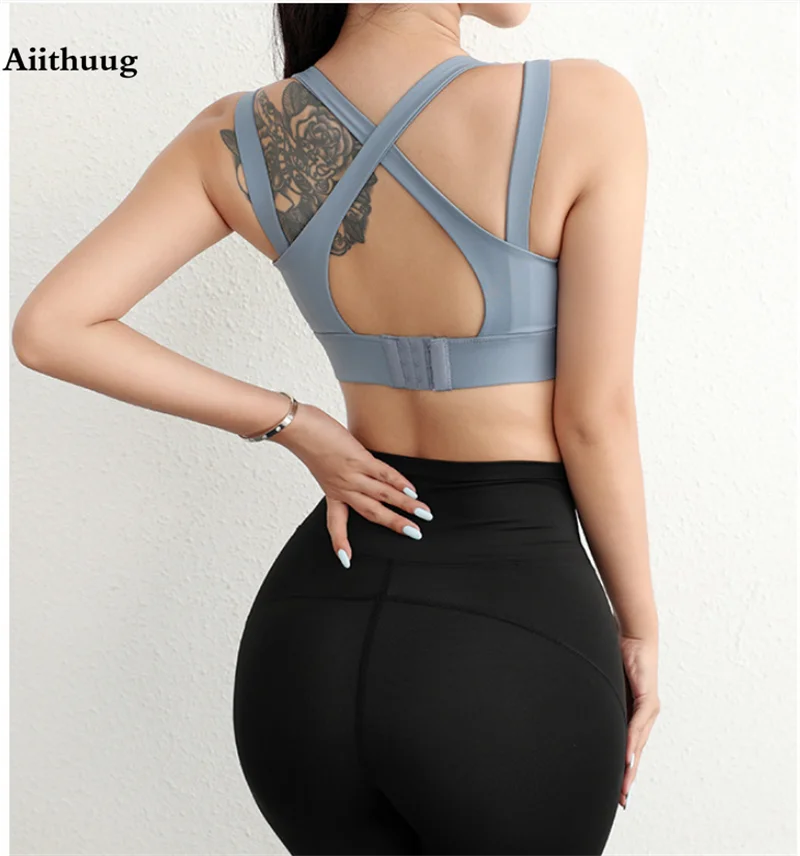 Aiithuug Sports Bras for Yoga Gym Workout Crop Top Fitness Tops Bounce Control Jogging Bras Push Up Running Top Active Wear