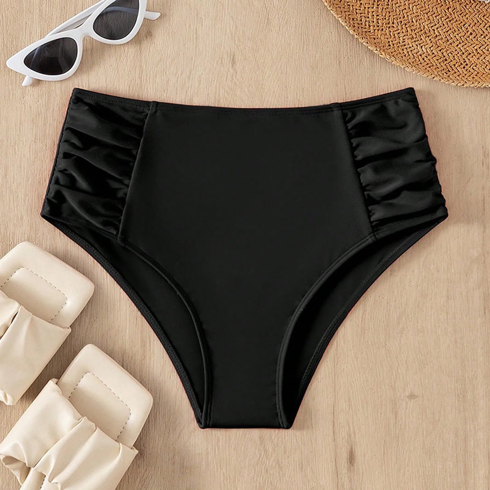 Women's High Waist Basic Swimming Bottoms Full Coverage Bikini Split Swimsuit Briefs Solid Color Comfy Swimming Trunk