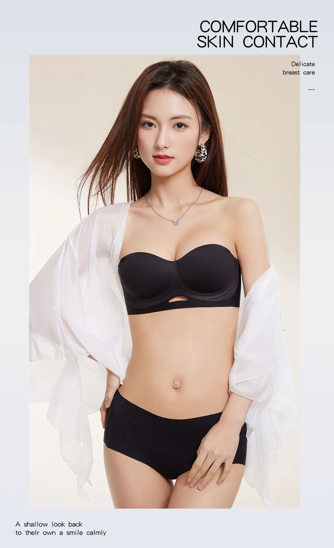 Summer Strapless Bandeau Bra, No Slip Push Up for Small Bust, Wireless Wrap Tube Top, Invisible Backless Bralette, Anti-Slip