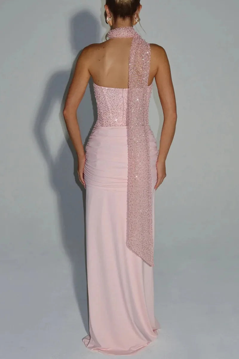 Sexy Women Sequins Party Wedding Dress Elegant Off Shoulder Slim Lace Graduation Ceremoney Mermaid Bodycon Corset Long Dress