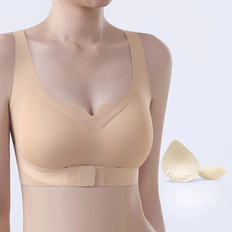 Wireless Posture Correction Bra for Women Seamless Push Up Bralette with Cross Back Support for Daily Shaping Lingerie