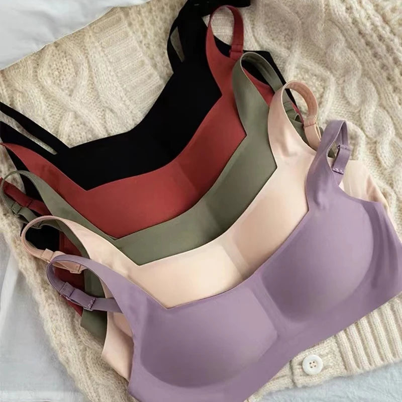 Seamless Bras For Women Square Neck Invisible Tops Push Up Bras Wire Free Underwear Soft Intimates Bralette Girls Sleep Lingerie