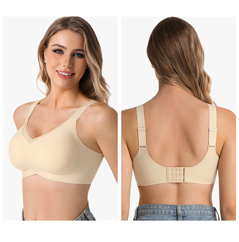 Jelly Wireless Bras For Women No Underwire Supportive Seamless Bra Comfort Soft Bralette Full Coverage Hide Back Fat T-Shirt Bra