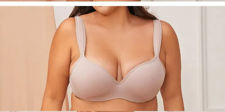 FINETOO 1Pc Women's Plus Size Underwire Full Coverage Unlined Seamless Bra Wide Straps Wireless Bras for Women Push Up Brassiere