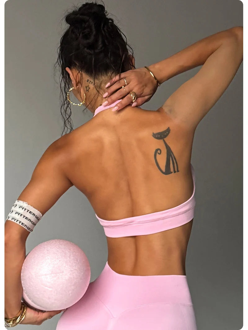 Seamless Halter Sports Bras Running Sexy Open Back Yoga Bra Padded Brassiere Sport Woman Fitness Gym Top Activewear