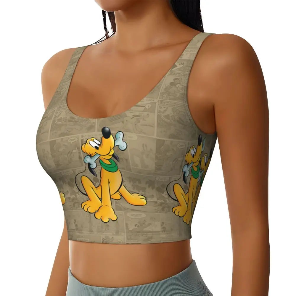 Custom Pluto Anime Manga High Impact Sports Bras for Women Classic Seamless Workout Yoga Crop Tank Tops