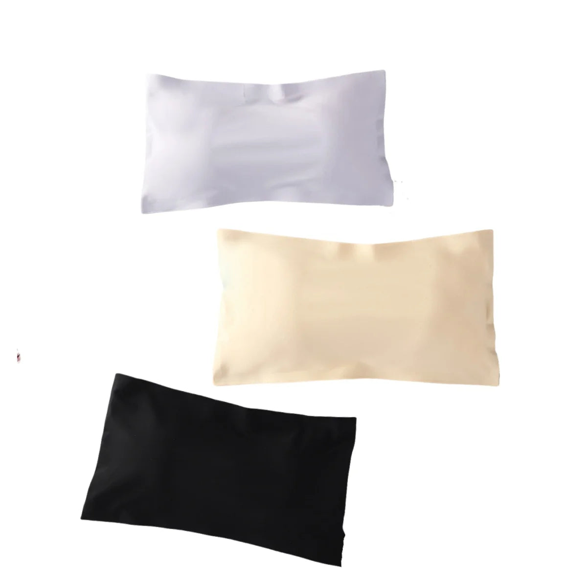 3Pcs/Set Strapless Bra Ice Silk Tube Tops Women Seamless Underwear Invisible Wrapped Chest Female Backless Bra Intimates