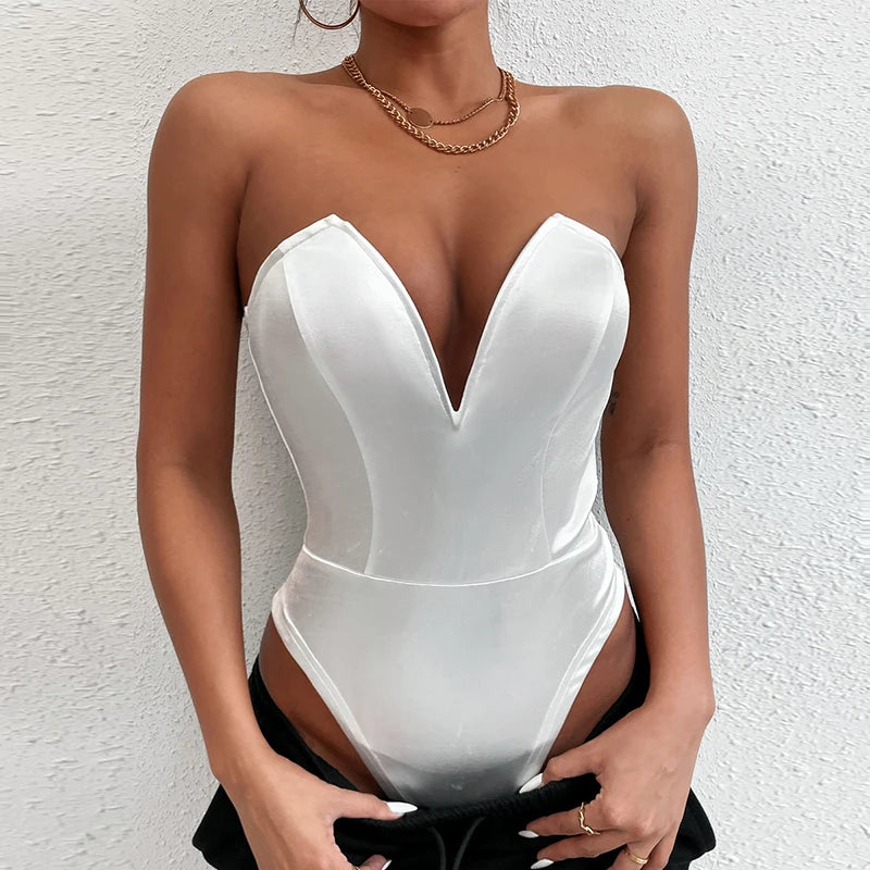 Bodysuit Shapewear Deep V-Neck Body Shaper Thong Shapers Waist Trainer Women Push Up Slimming Corset Top ClubWear For Women