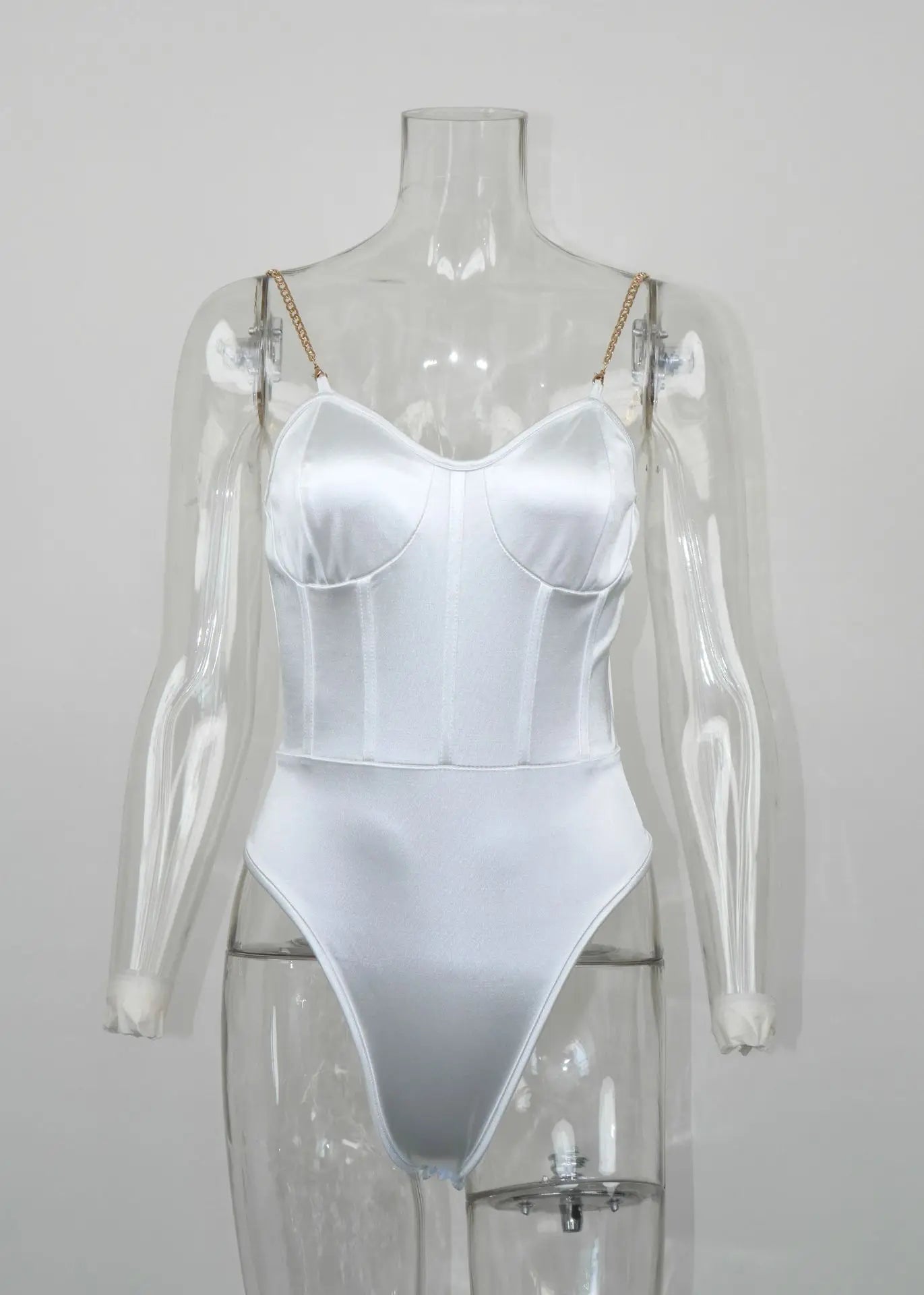2026 Bodysuit Female Short Jumpsuit Lingerie Black White Elegant Coquette Chic Sexy Fashion Chain Backless Camisoles One-pieces