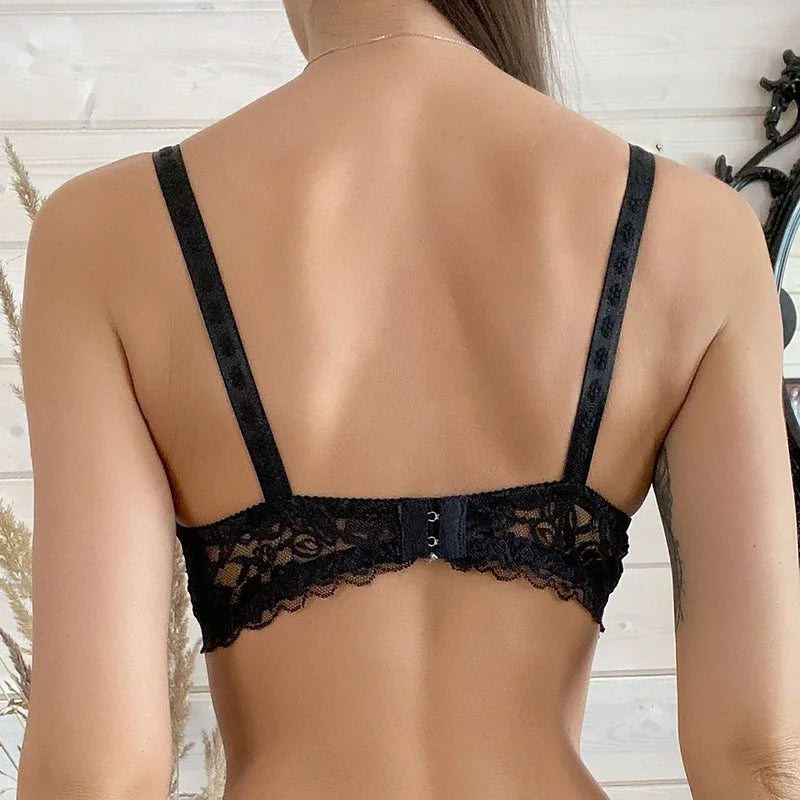 Women Sexy Lace Thin Bras Plus Size Push Up Bralette Hollow Out Lingerie Embroidery Bra Brassiere Female Underwired Underwear