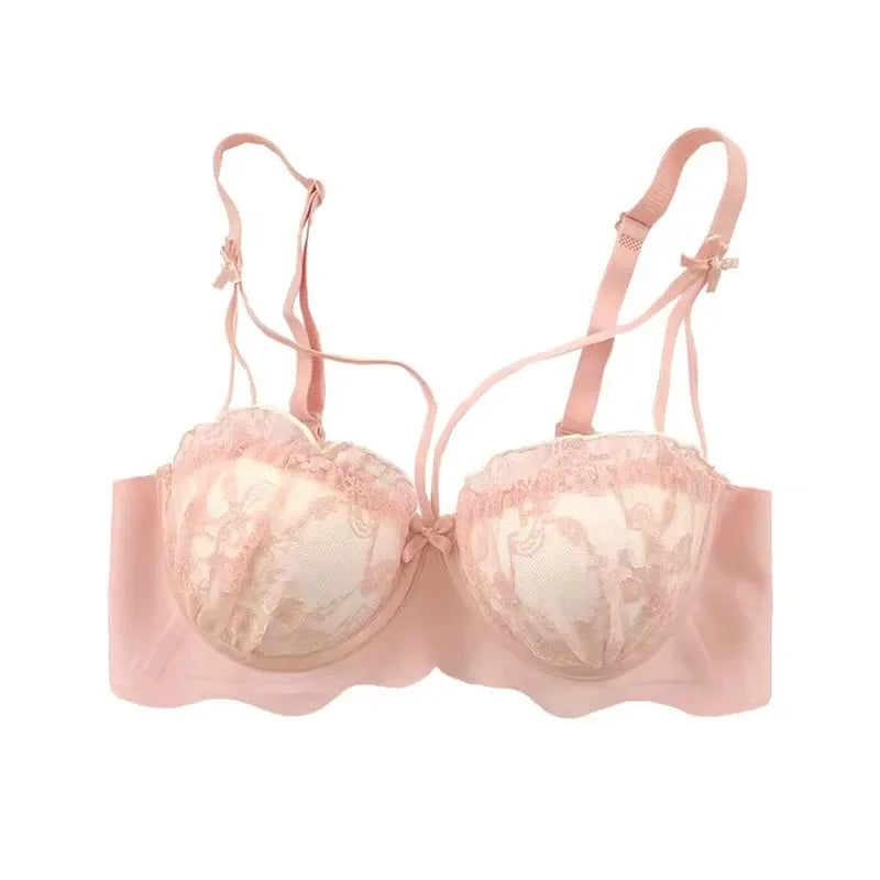 Lace Seamless Lingerie A thin bow bra for women without underwire push-up comfort