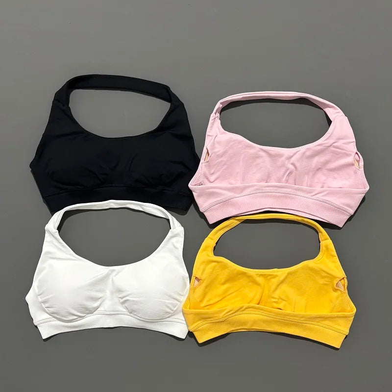 Sports Bra Women Seamless Halter Sports Bra High Support Open Back Activewear Gym Tank Top Fitness Yoga Workout Bra