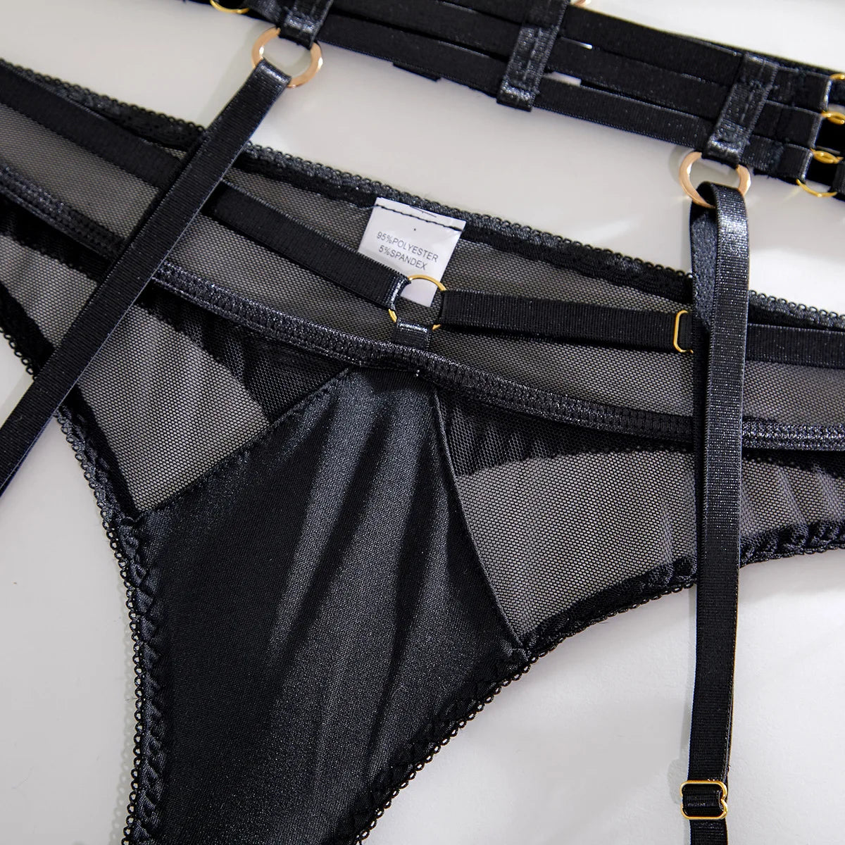 Women's Sexy Lingerie Set with Garter Belt Matching Bra and Panty Lingeries Sets 4 Piece