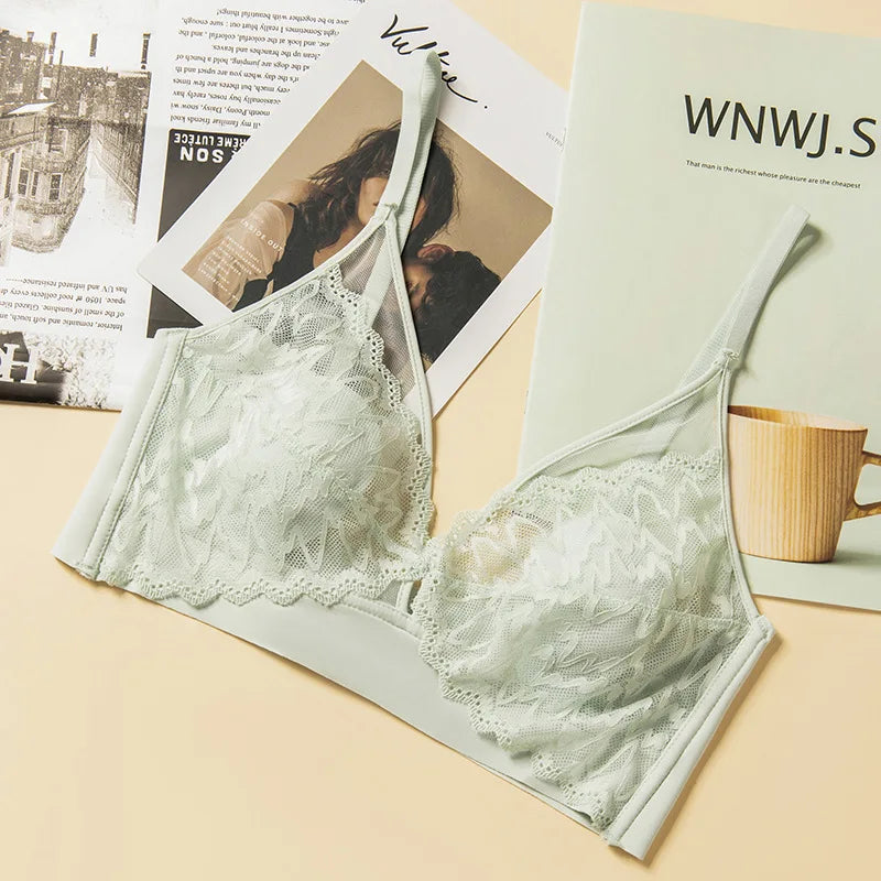 Lace Bras for Women Push Up Bra Non-wire Bralettes Solid Color Patchwork Lace Brassiere Fixed Cup Padded Underwear Sexy Lingerie