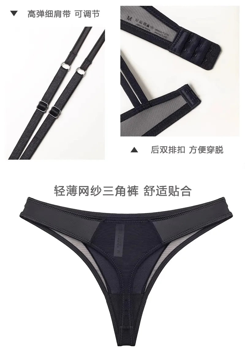 French Lingerie Set🔥Triangular Cup Bra✨Ultra Slim Sexy🌸Adjustable Double Strap✔Anti-Sagging Lift✔Nude Underwire Push Up Cover