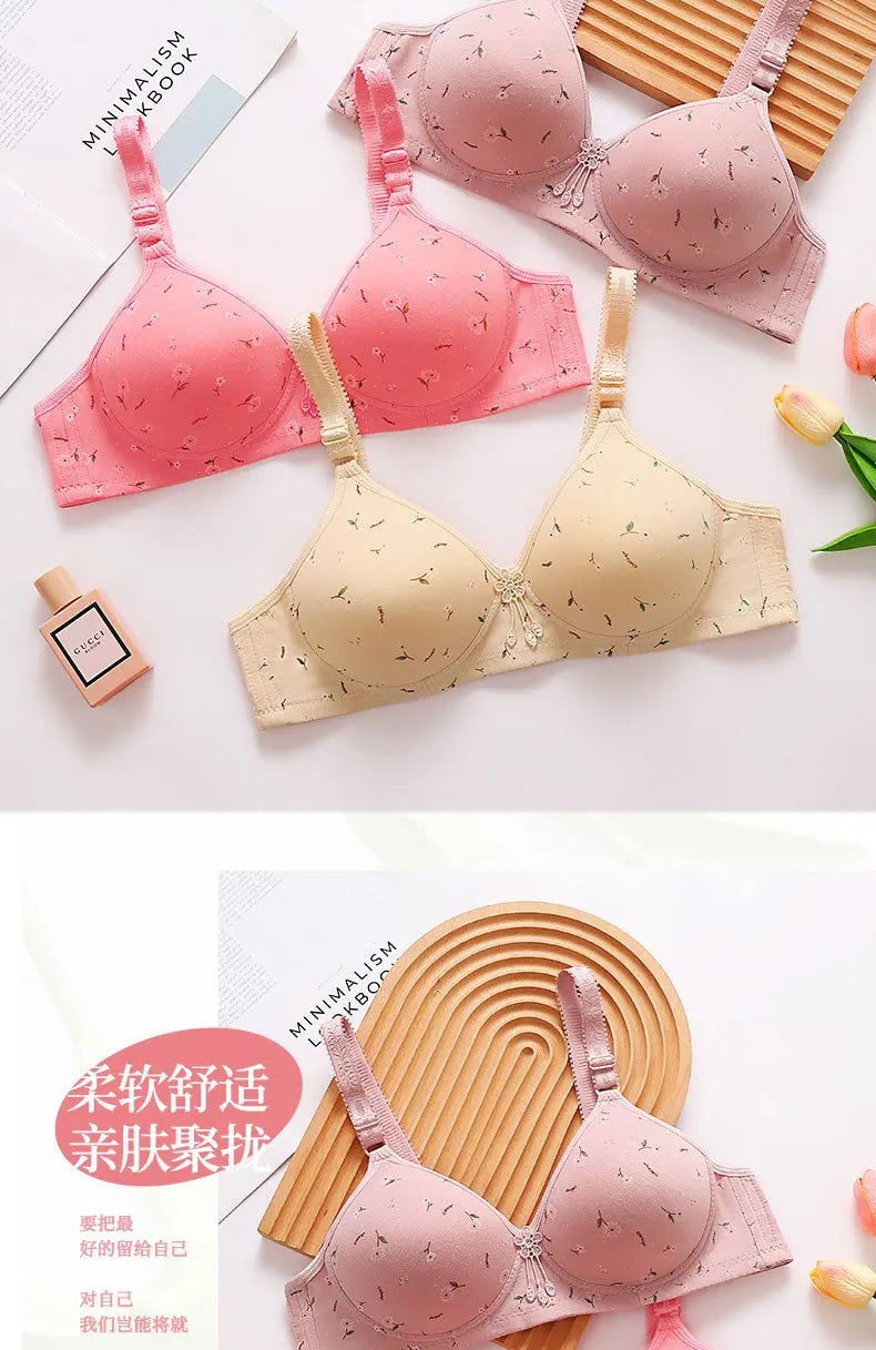 Large and Thin Underwire Bra Without Steel Ring Comfortable Gathering and Breathable Bra for Middle-aged and Elderly Mothers