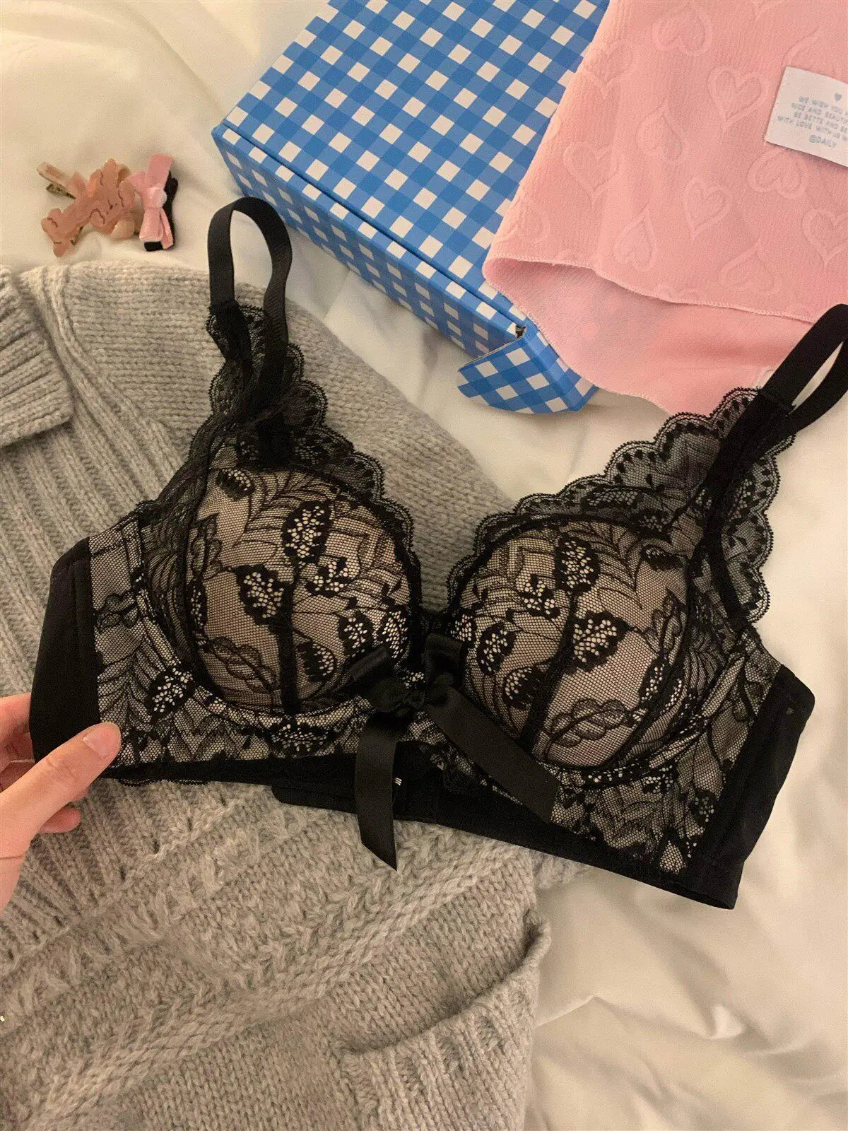 Sexy Lace Push Up Bra for Women Wireless Demi Padded Unlined Underwire Free Anti Gravity Lift Gather Small Chest Bras 32-38