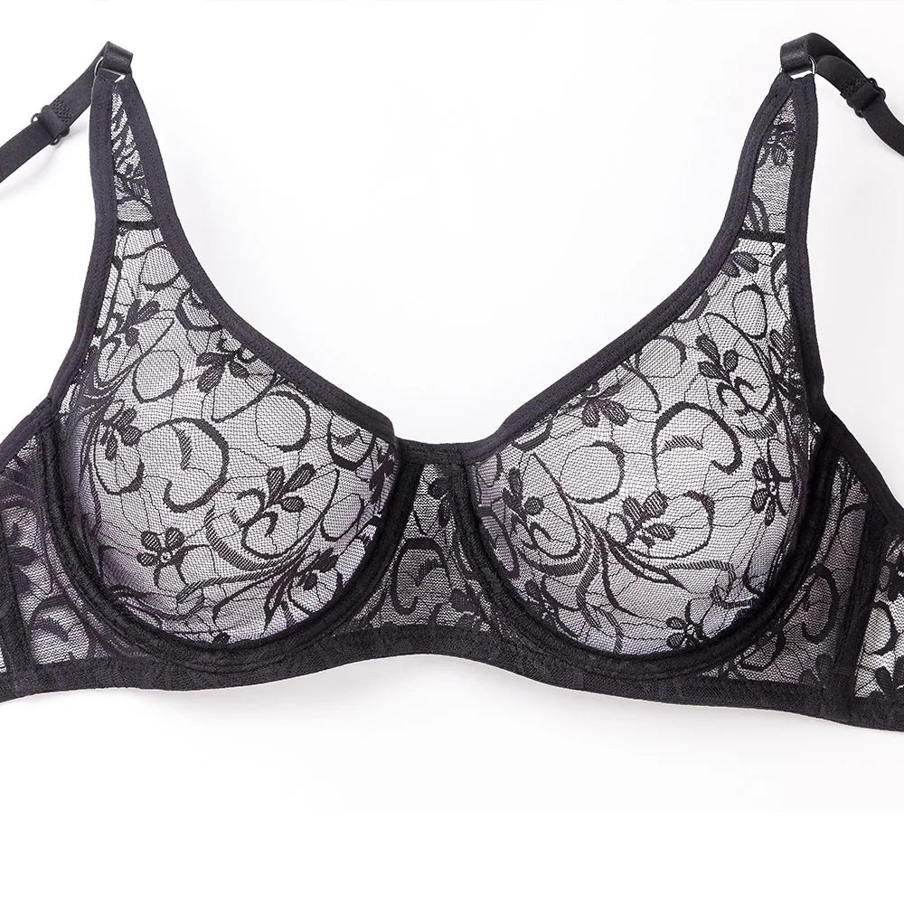 Sexy Womens Bras Unlined Underwire Lace Bra Bralette Unpadded Underwear See Through Lingerie Brassiere BH Top A B C D DD Cup