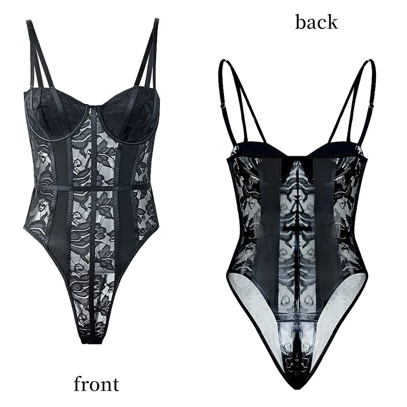 Bodysuit Light Compression Bodysuit Slimming Ladies Sexy Lace Corset Thin Sexy Jumpsuit Woman Bustier