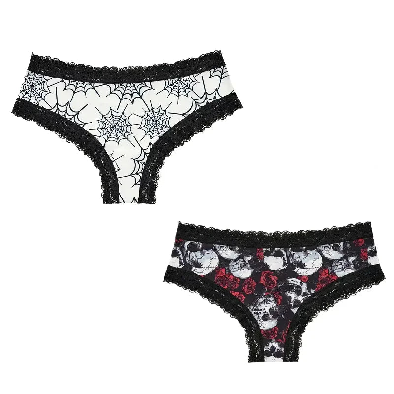 2Pc Set Lingerie Woman Sexy Underwear Lace Female Underwear Ghost Bat Butterfly Gothic Style Breathable Panties For Women