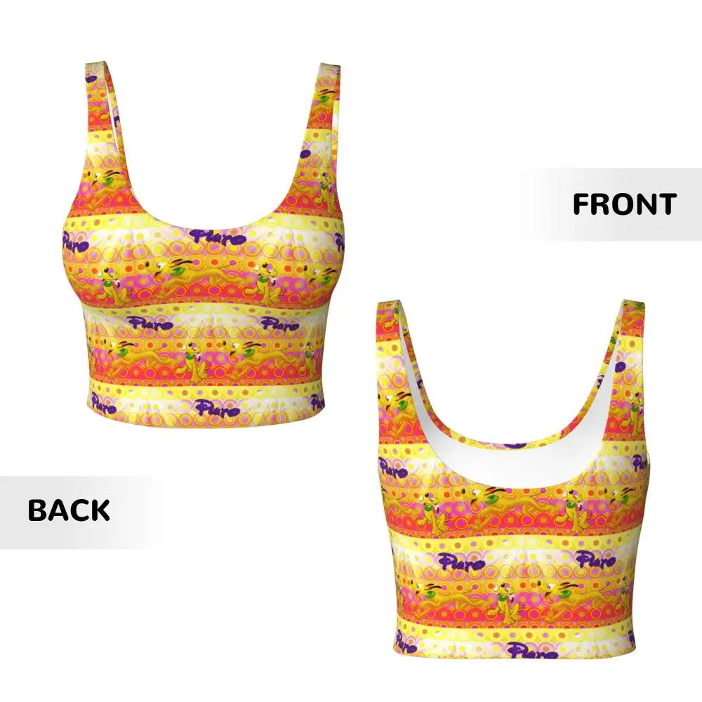 Custom Pluto Anime Manga High Impact Sports Bras for Women Classic Seamless Workout Yoga Crop Tank Tops