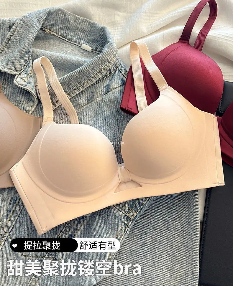 Strapless Push Up Bra for Small Bust - Lift Enhance Anti-Sag Side Coverage Wireless Comfort Convertible T-Shirt Bra A-C Cup