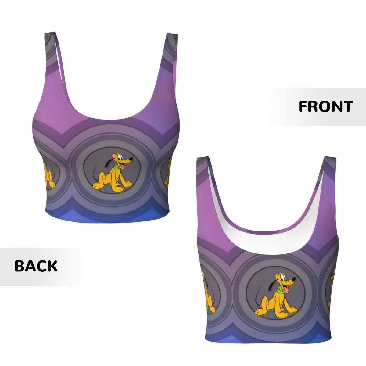 Custom Pluto Anime Manga High Impact Sports Bras for Women Classic Seamless Workout Yoga Crop Tank Tops