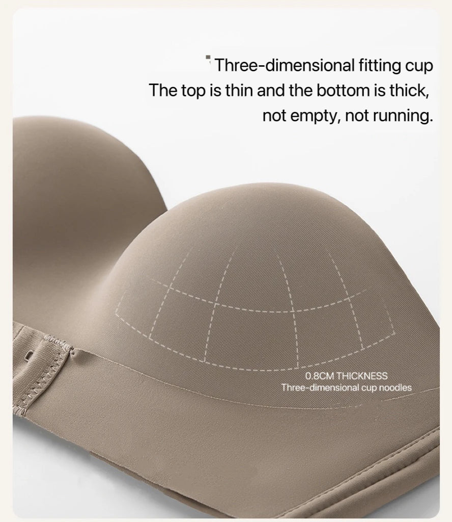 1pcs Women's Strapless Bras Lady With Padding Seamless Front Button Bra Female Comfortable Smooth Underwear Invisible Brassieres