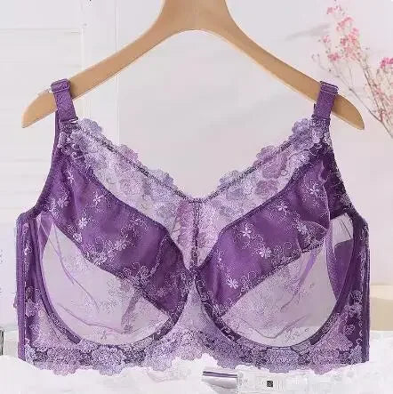 Full Coverage Plus Size Women Sexy Lace Bra Underwire Embroidery Brassiere 75 80 85 90 95 100 105 110 B C D E F G H