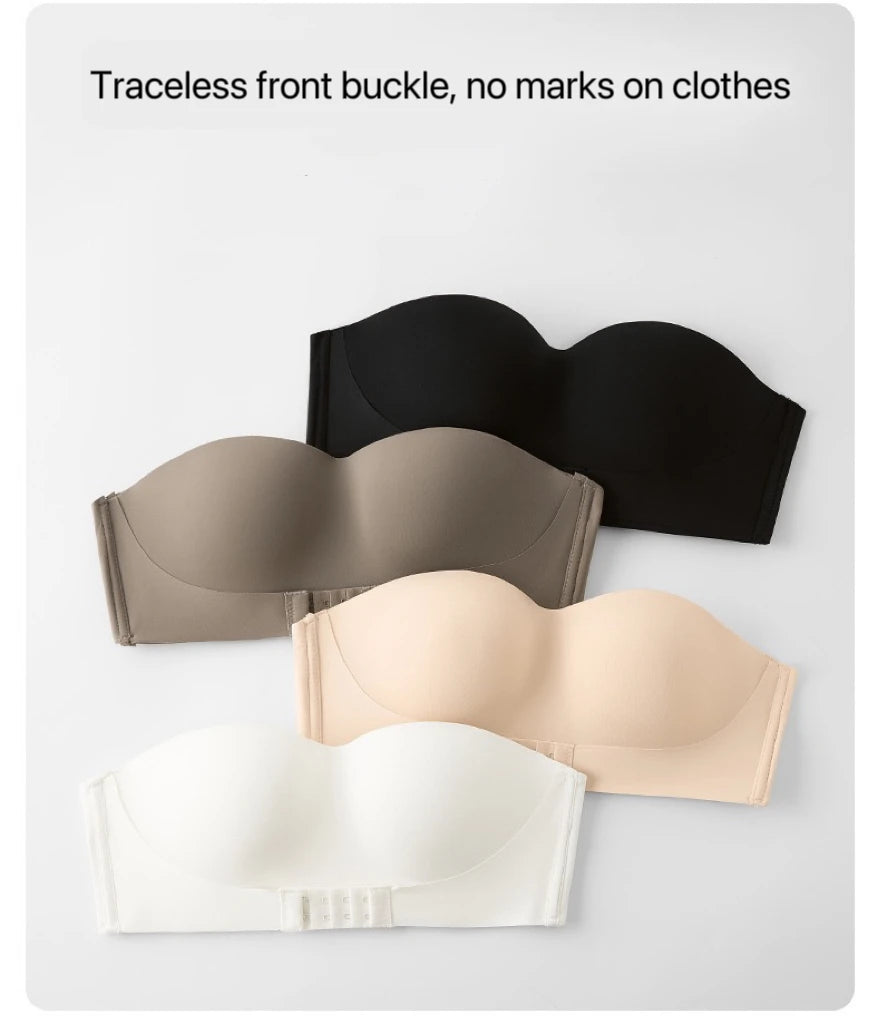 1pcs Women's Strapless Bras Lady With Padding Seamless Front Button Bra Female Comfortable Smooth Underwear Invisible Brassieres
