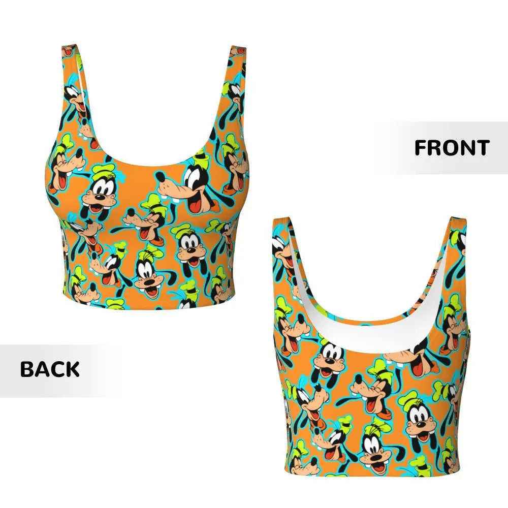 Custom Goofy Cartoons High Impact Sports Bras for Women Mangas Seamless Workout Running Crop Tank Tops