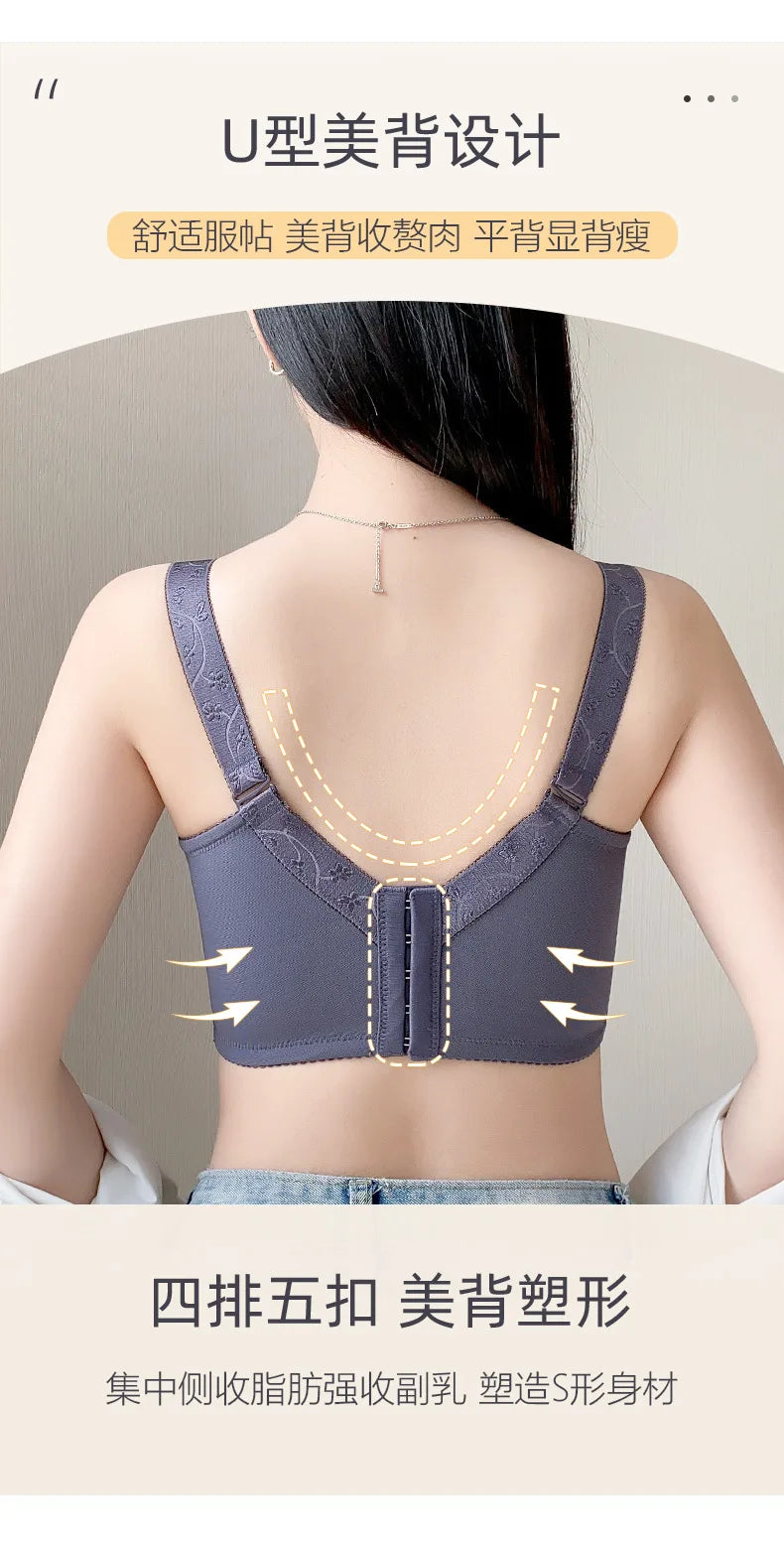 Wireless Large Size Lifting & Supportive Bra for Women Anti-Sag Adjustable Slimming Comfort 75 80 85 90 95 B C D E F