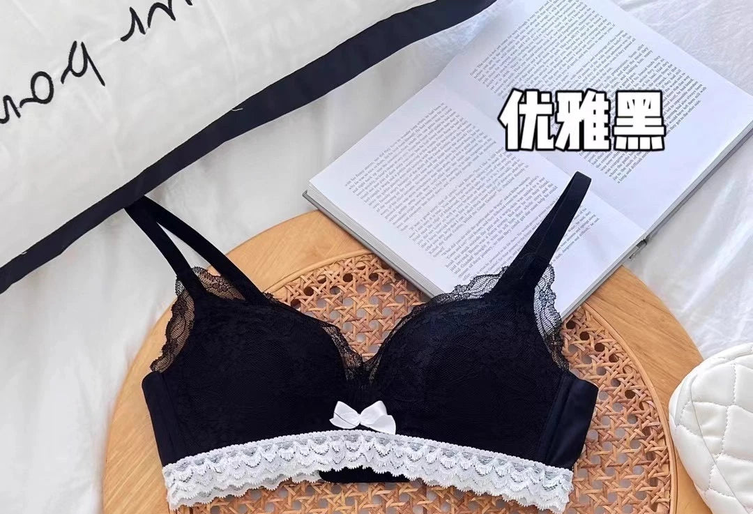 Anime Bralette Set Japanese Lace Bra Wireless Small Bust Women Sexy Triangle Cup Seamless Comfort Spring Summer MOYISU Sexy Bras