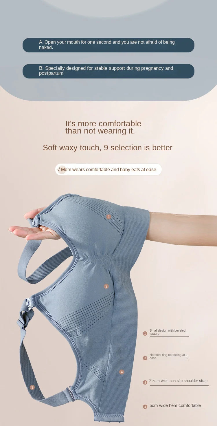 Wire-Free Nursing Bra for Pregnant Women with Large Bust Front Clip Maternity Full Cup Breathable Supportive Nursing Bras