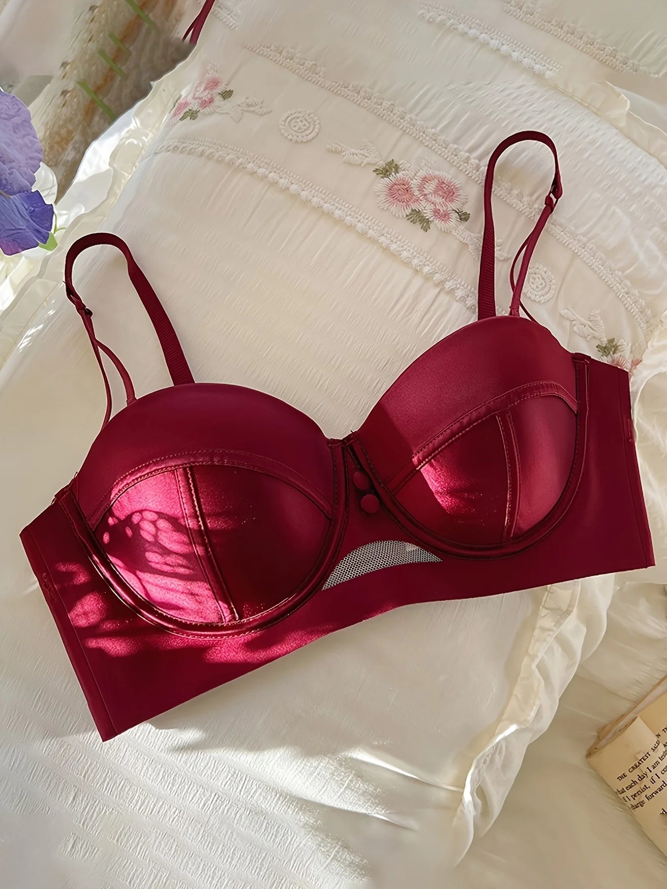 Red lingerie women's sexy seamless bra small bust size detachable shoulder strap bra