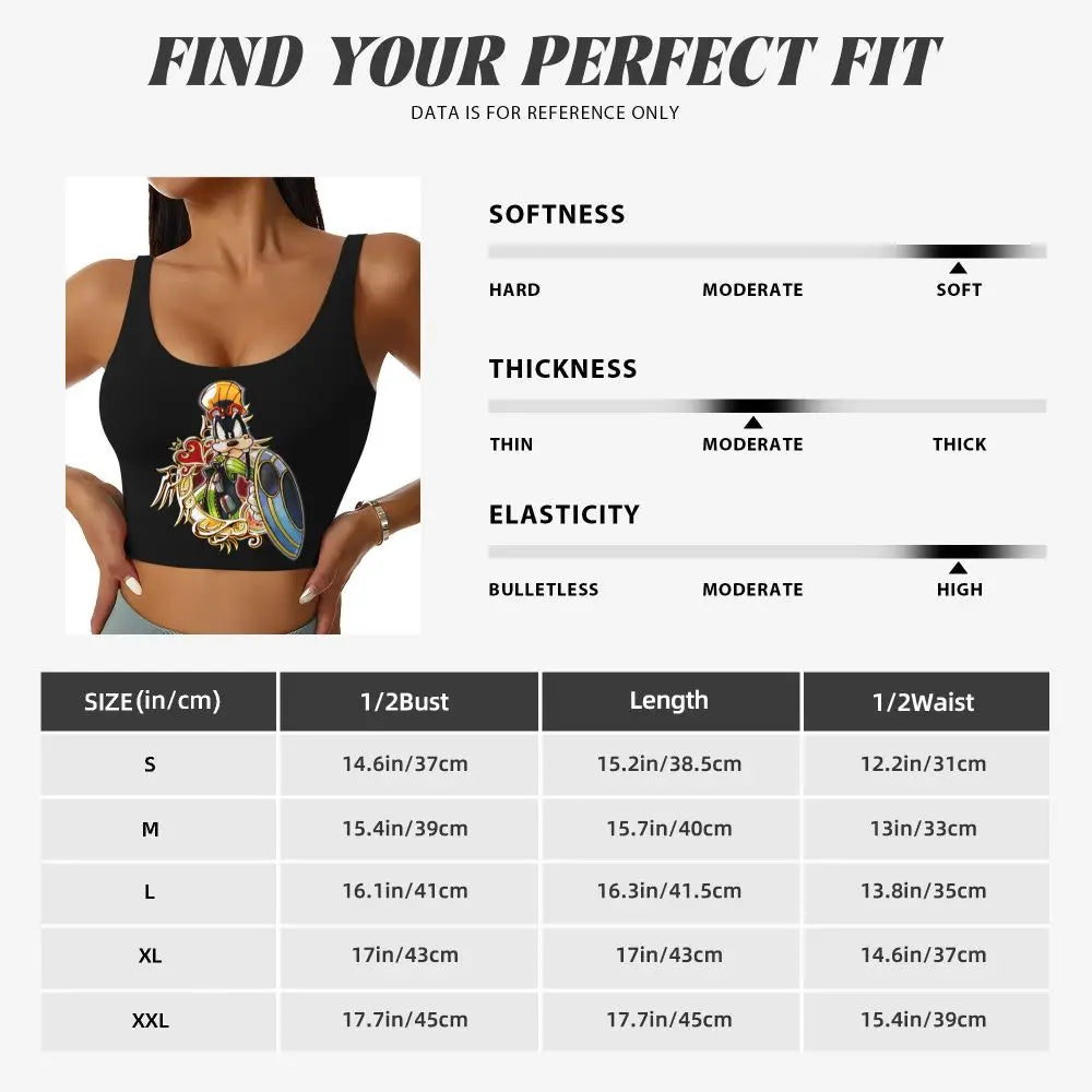Custom Goofy Cartoons High Impact Sports Bras for Women Mangas Seamless Workout Running Crop Tank Tops