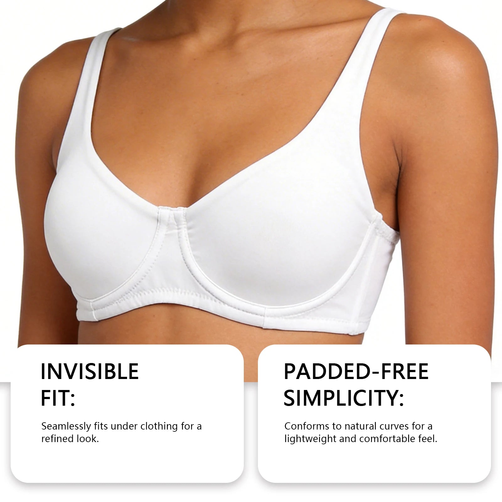 Women's Unlined Balconette Sport Bra Underwire Supportive Plus Size Daily Comfort Smooth Scoop Neck Invisible Under Every Outfit