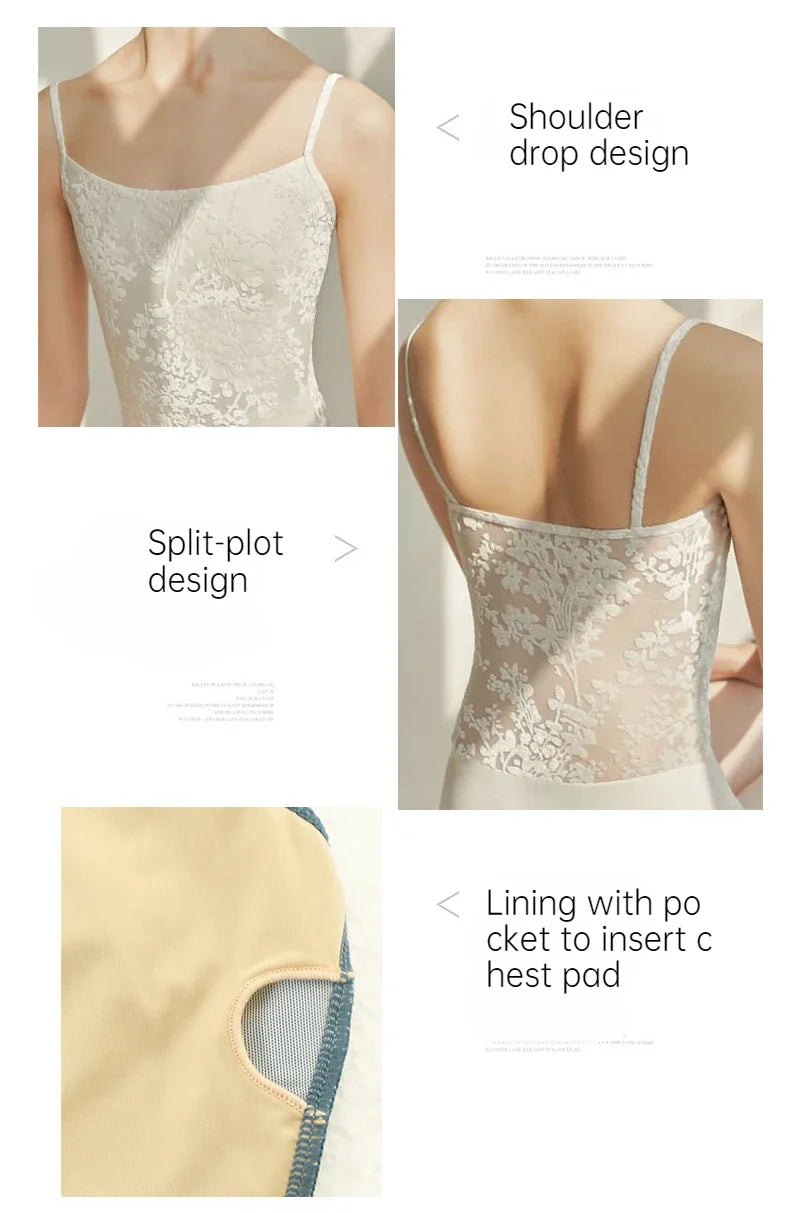 Women Dance Ballet Leotards Camisole Gymnastic Leotard Lining Adult Bodysuit Back Ballet Bodysuit Teen Skate Swimsuit