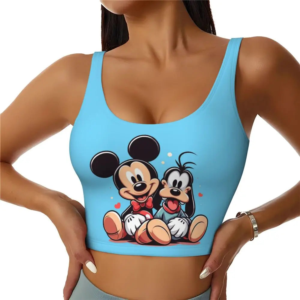 Custom Goofy Cartoons High Impact Sports Bras for Women Mangas Seamless Workout Running Crop Tank Tops