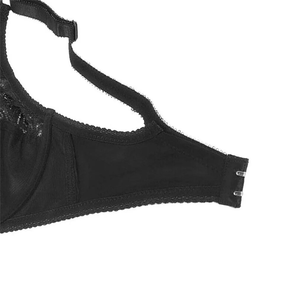 BCHRAYIUP Women's Underwired Non Padded Bra Sexy Sheer Lace Plunge Soft Cups Comfort Bra 34 36 38 40 42 44 B C D E