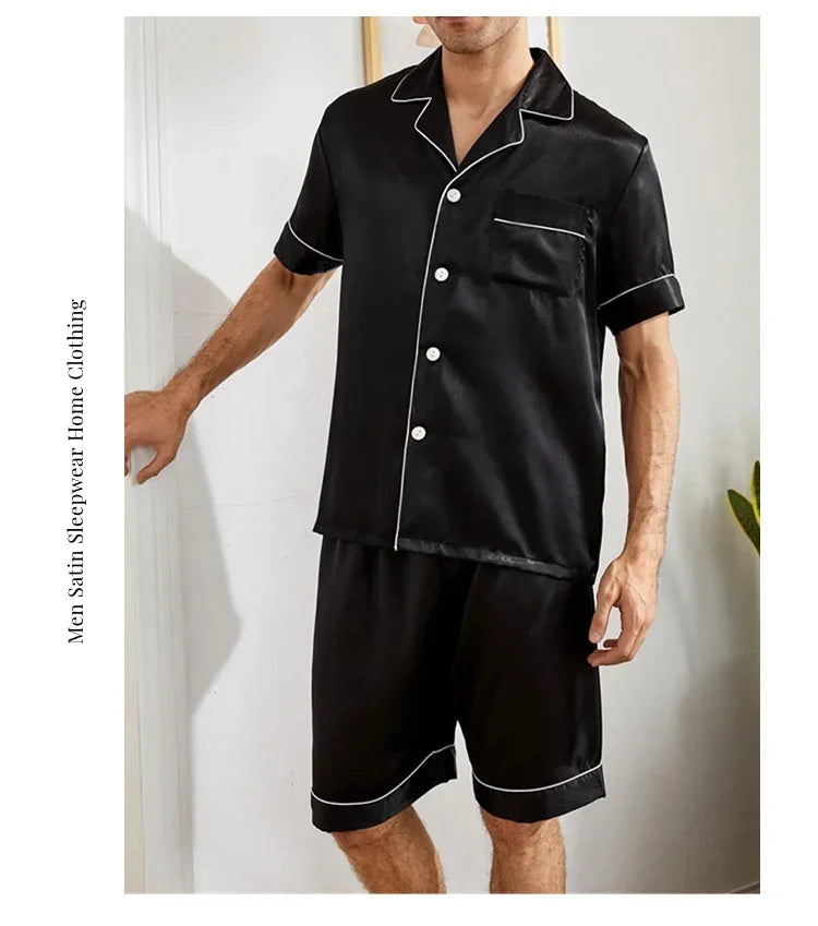 Summer Men's Pajama Sets Short-Sleeve Top with Shorts 2 Piece Set Pajama Pj Sets Comfortable Fit Sleepwear Loungewear Soft Pjs