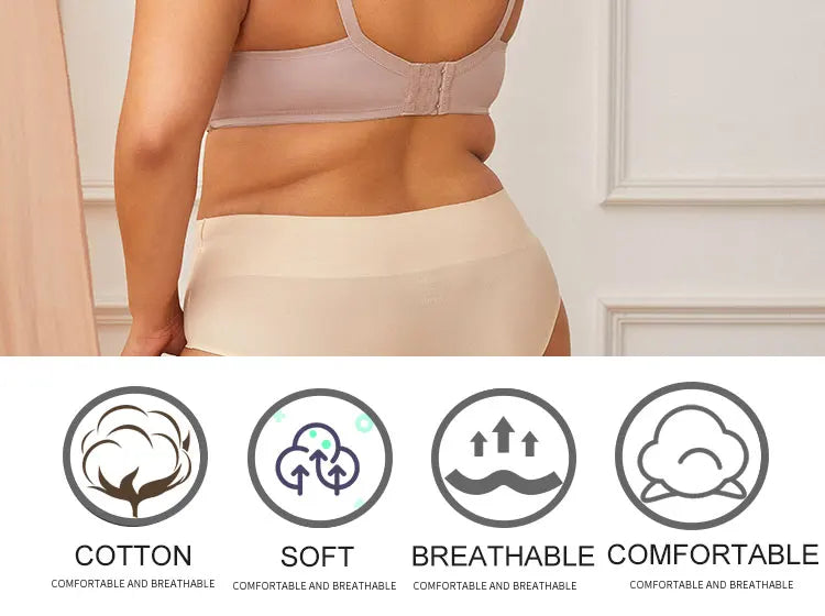 FINETOO 1Pc Women's Plus Size Underwire Full Coverage Unlined Seamless Bra Wide Straps Wireless Bras for Women Push Up Brassiere