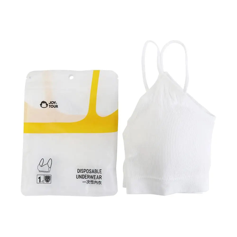 Portable Wireless Disposable Bras Straps with Chest Pad Disposable Bralette Cotton Bralettes for Women For Women