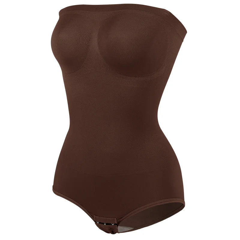 Strapless Shapewear Bodysuit Off the Shoulder Seamless Tummy Control Body Shaper Removable Shoulder Strap Sexy Leotard