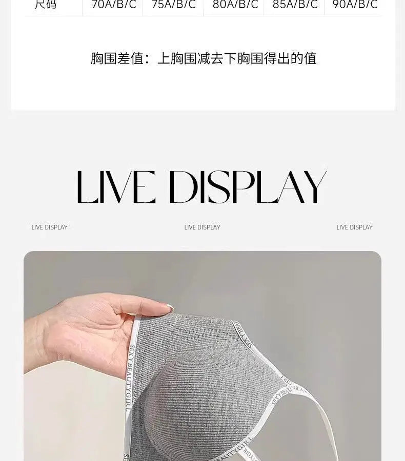 6cm Thickened Push-Up Bra for Small Chest Wireless No Steel Ring Anti-Slip Pads Seamless Invisible Adjustable Straps