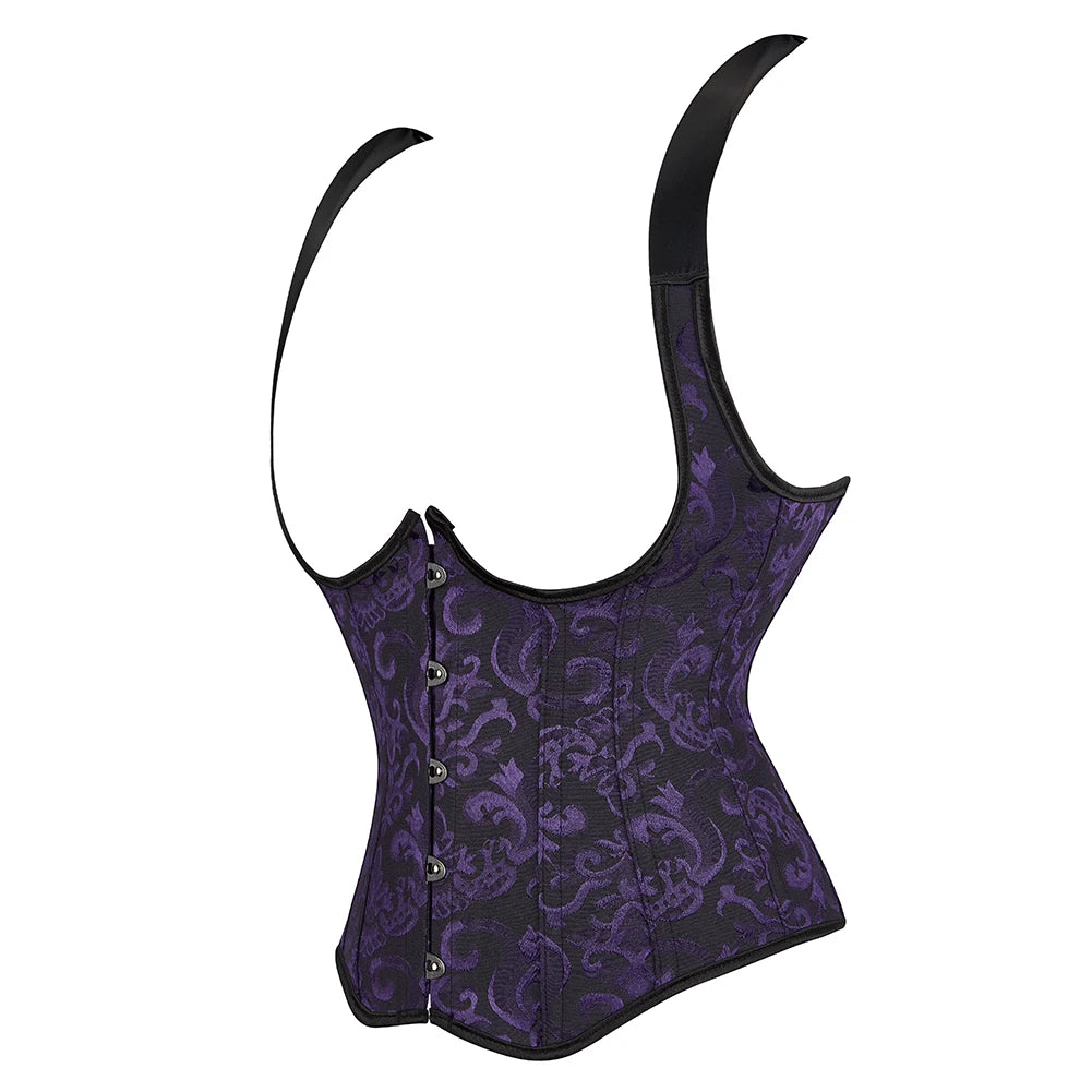 Sexy Overbust Corset Top with Straps,Embroidery Erotic Sensual Lingerie ,Woman Corgested Bustier Waist Corset Body Shapewear